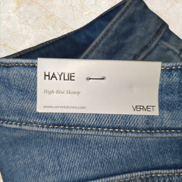 VERVET Haylie High Rise Contrast Hem Crop Skin Skinny Jeans sz 24 New with Tags - Picture 8 of 9